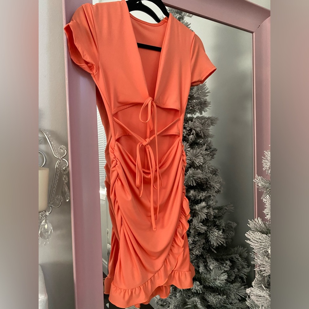 SHEIN orange short sleeve summer dress